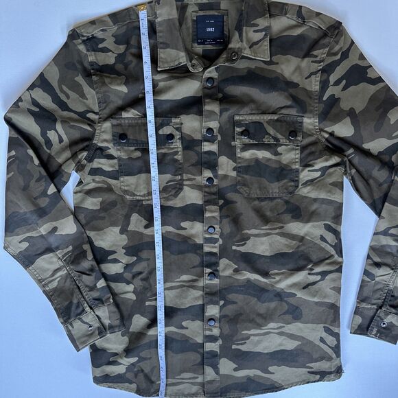 Zip Code 1992 Size M green camouflage shirt jacket zip-waist snap-front - Picture 4 of 7